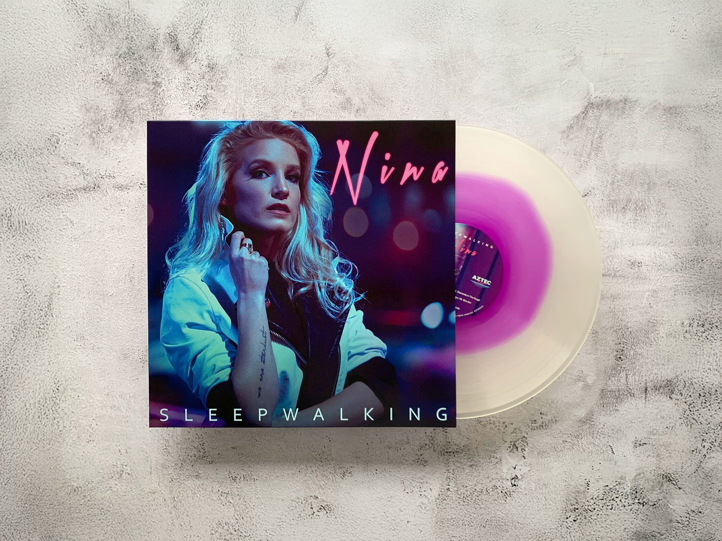 NINA - Sleepwalking - HEAVY DUTY 12" FROSTED CLEAR w/VIOLET CENTRE VINYL