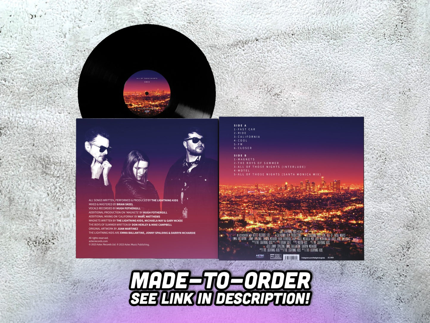 THE LIGHTNING KIDS - All Of Those Nights - 12" BLACK VINYL (made-to-order, see description)