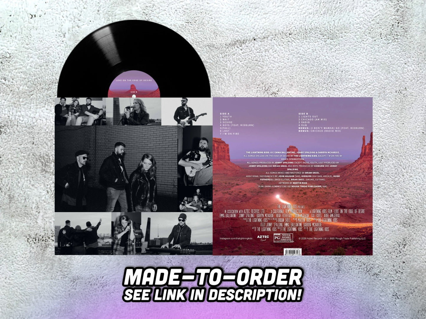 THE LIGHTNING KIDS - Love On The Edge Of Desire - 12" BLACK VINYL (made-to-order, see description)