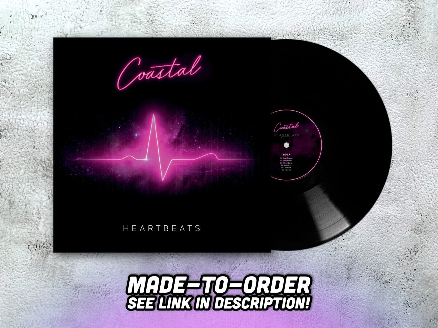COASTAL - Heartbeats - 12" BLACK VINYL (made-to-order, see description)