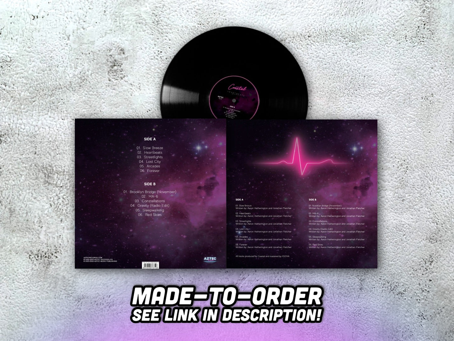 COASTAL - Heartbeats - 12" BLACK VINYL (made-to-order, see description)