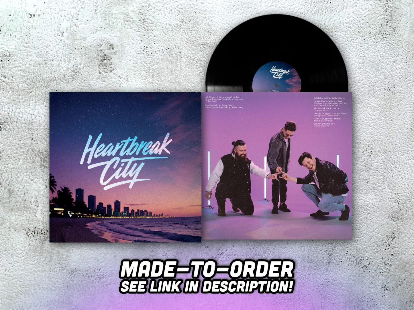HEARTBREAK CITY - Heartbreak City - 12" BLACK VINYL (made-to-order, see description)